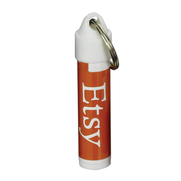 Orange SPF 15 Lip Balm White Tube with Metal Split Ring Clip